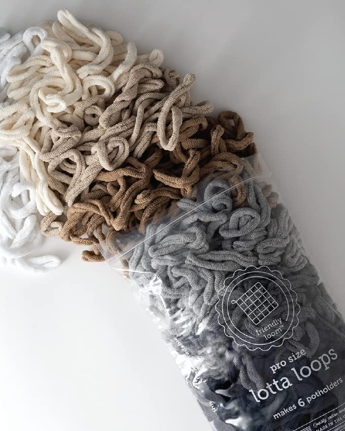 friendly loom Quality Cotton Weaving Loops in Neutral Colors – 10” PRO Size | Makes 6 Colorful Potholders | DIY Craft Refill Lotta Loops for Kids & Adults - Image 2